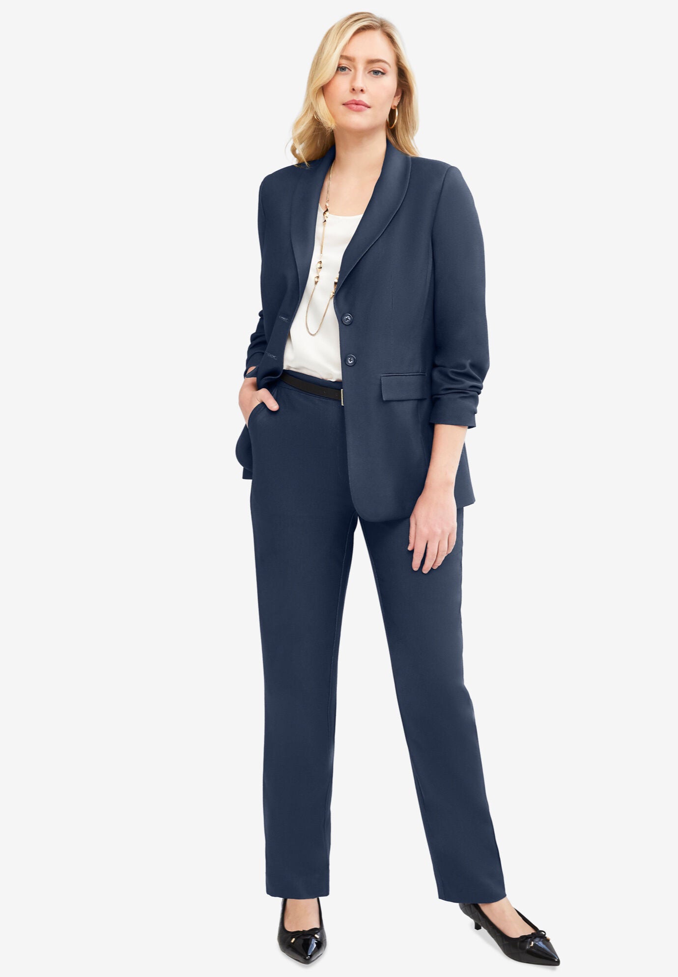 black plus size pant suit