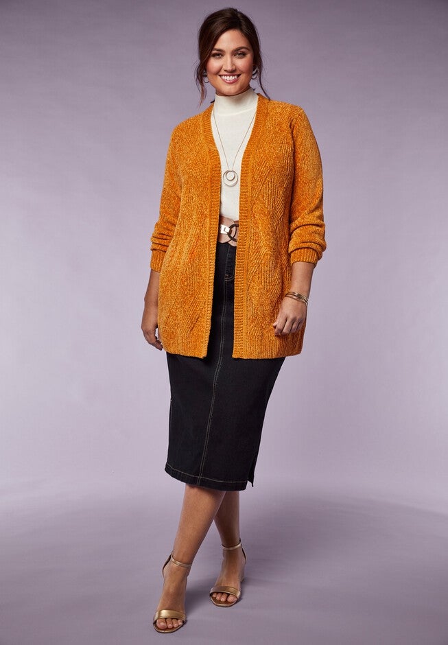 Chenille Cardigan Sweater, , alternate image number 1