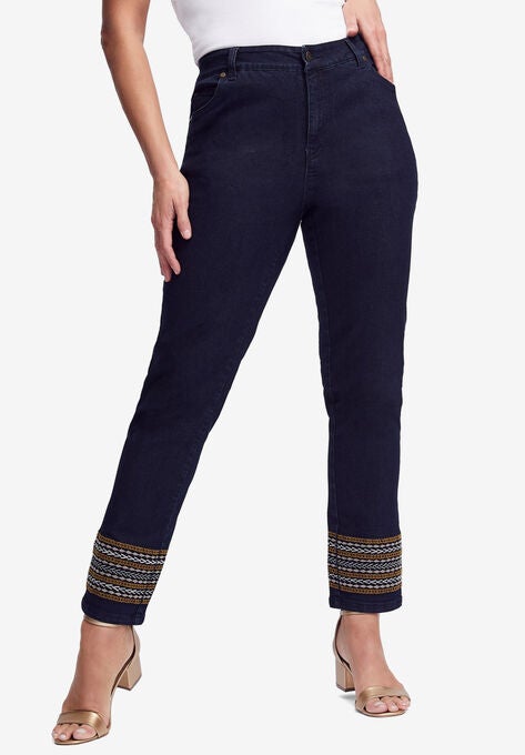 True Fit Straight Leg Jeans, INDIGO BRAIDED STRIPE, hi-res image number null