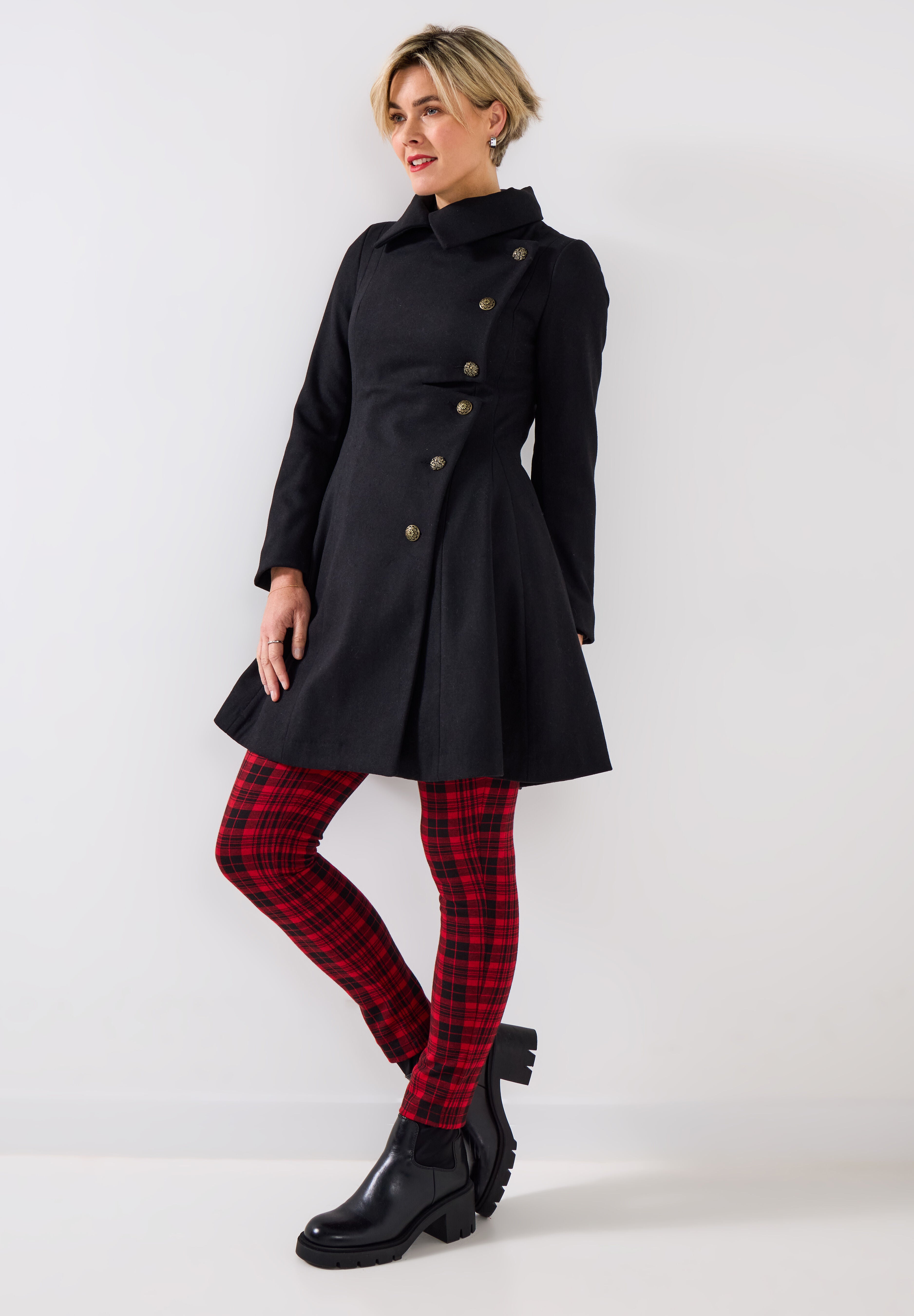 Asymmetrical Wool Blend A-Line Coat