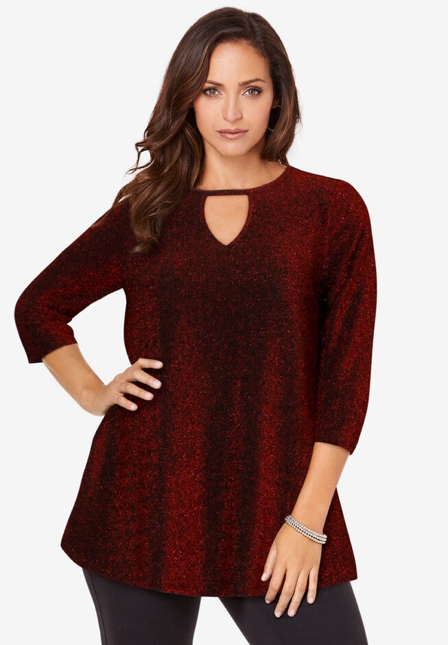 Keyhole Shimmer Tunic, RED SHIMMER, hi-res image number null