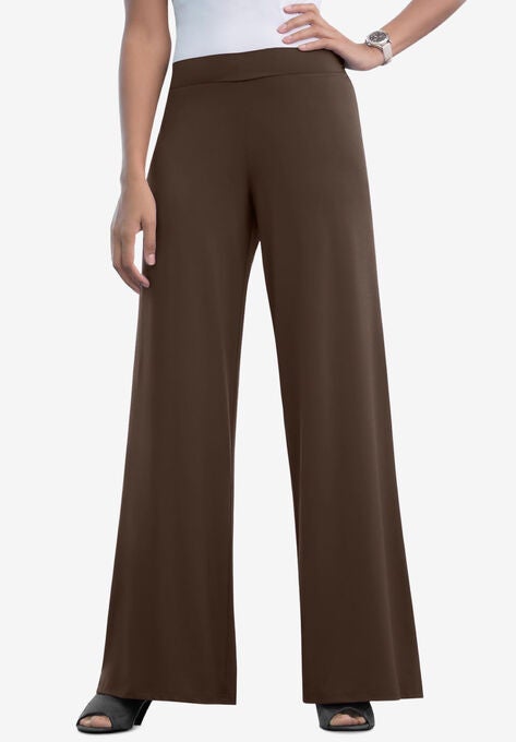 Travel Knit Palazzo Pant, CHOCOLATE, hi-res image number null