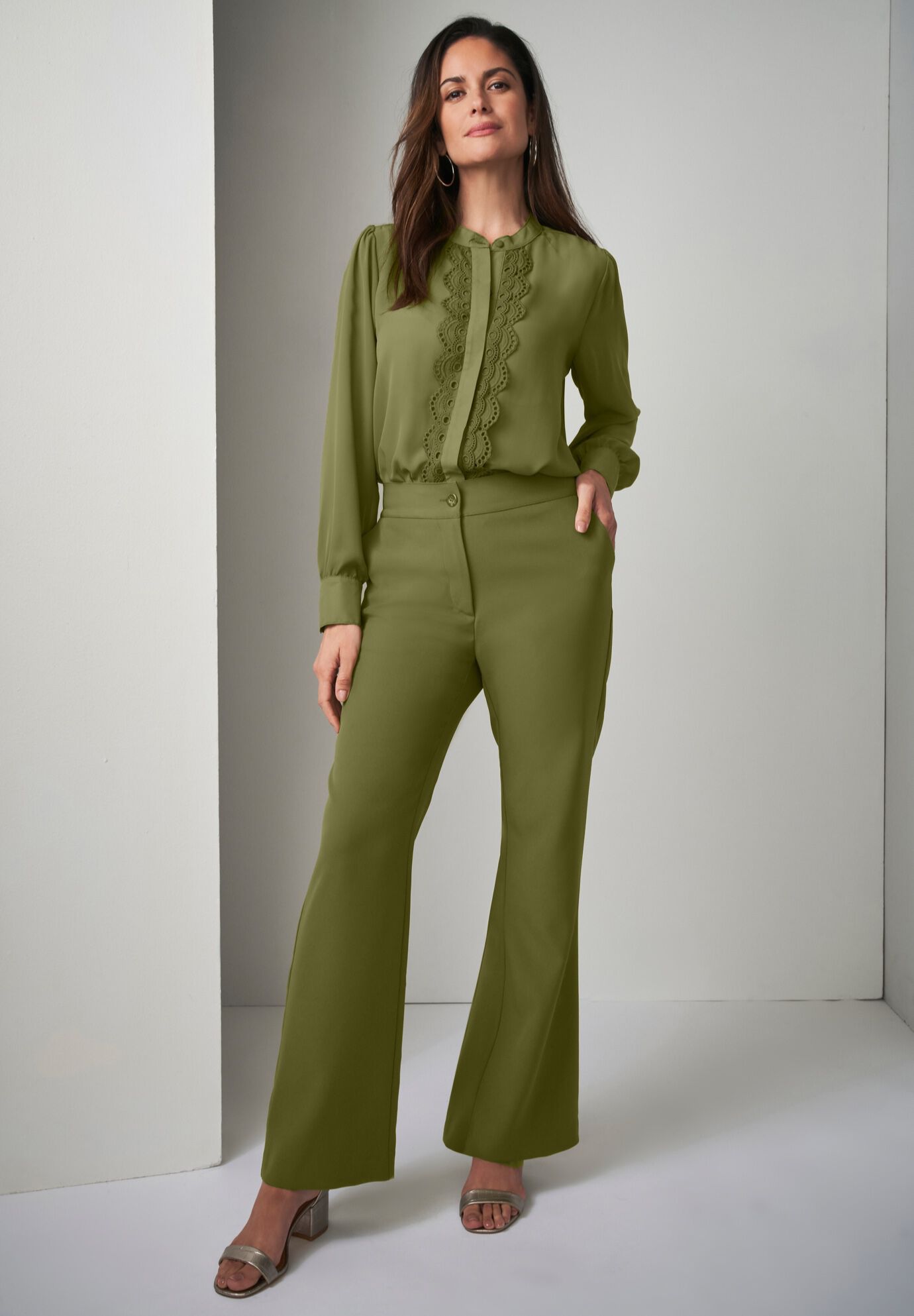 Eyelet Trim Blouse, , alternate image number 4