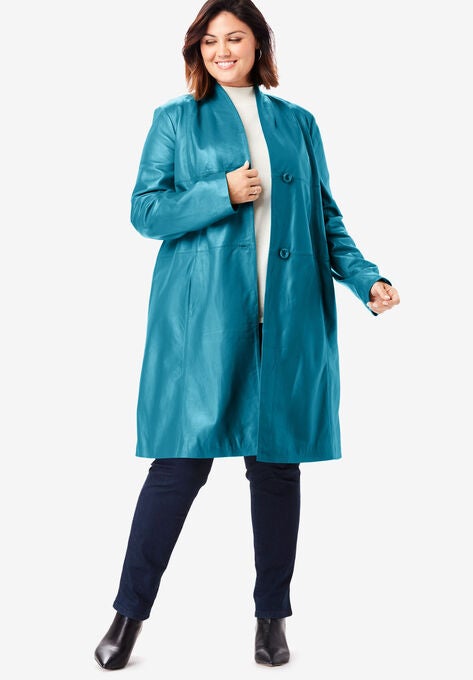Leather Swing Coat Plus Size Coats Jackets Ellos
