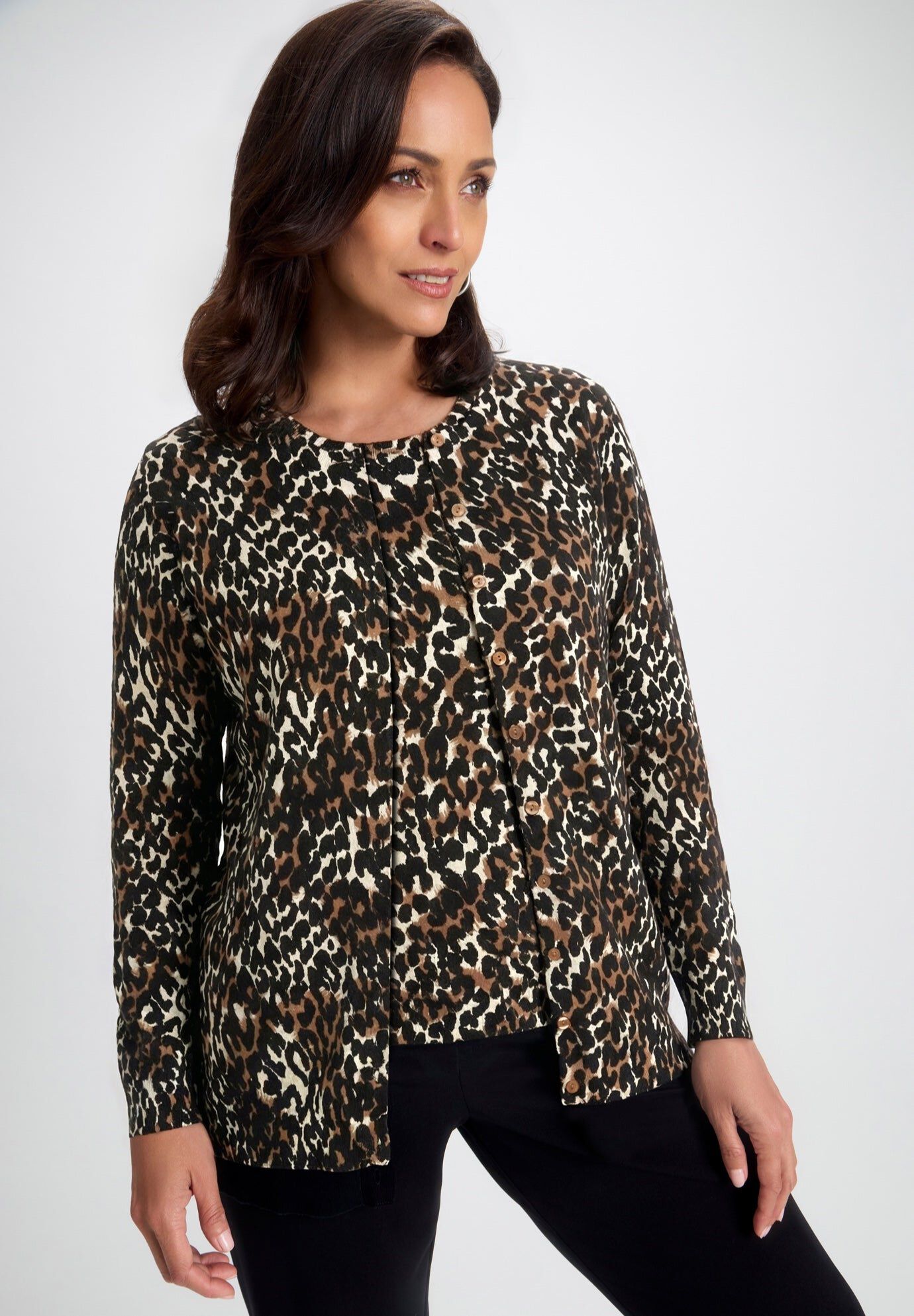 Fine Gauge Button-Front Cardigan