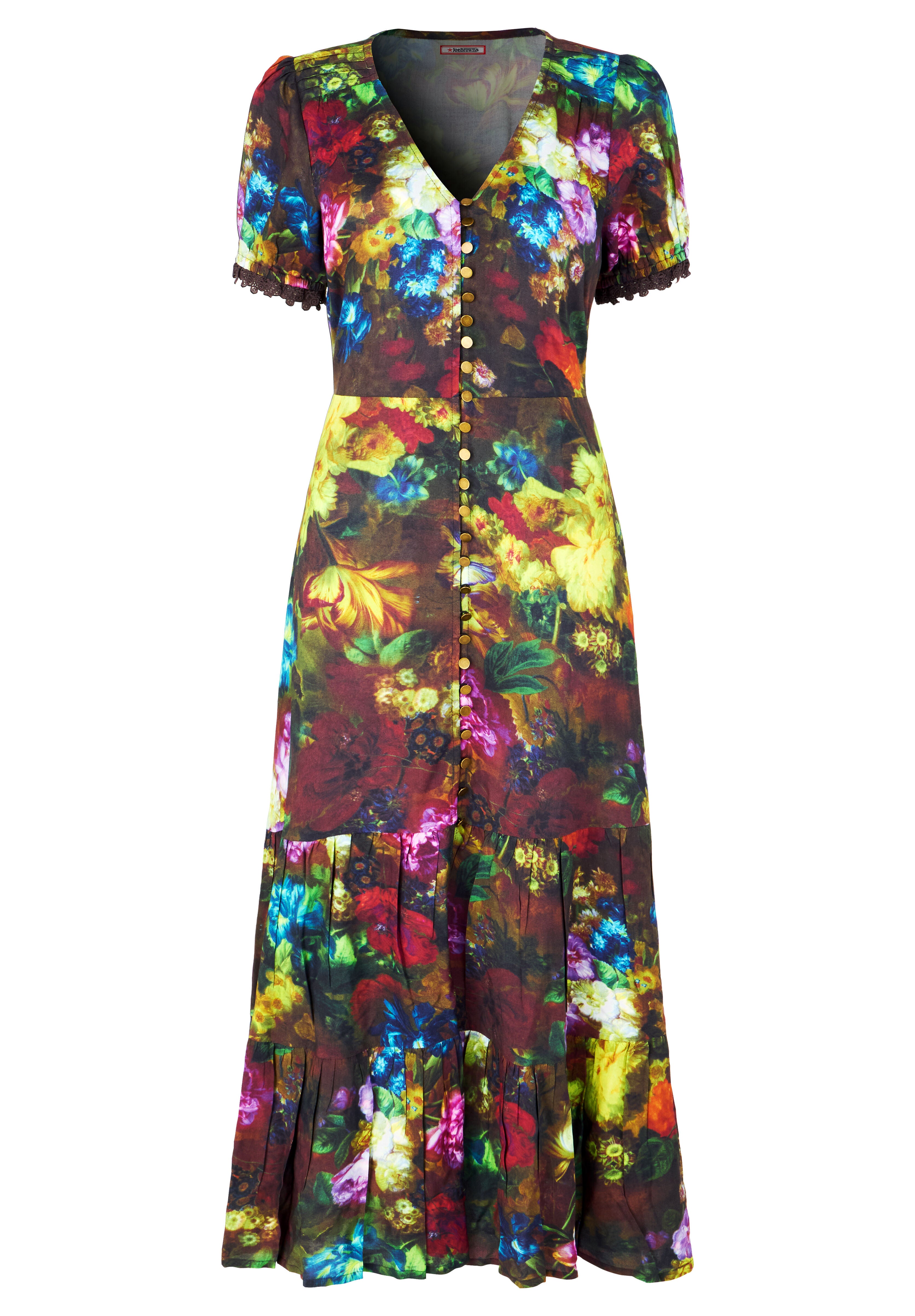 V-Neck Tiered Midi Dress, BAROQUE MULTI GARDEN, alternate image number 4
