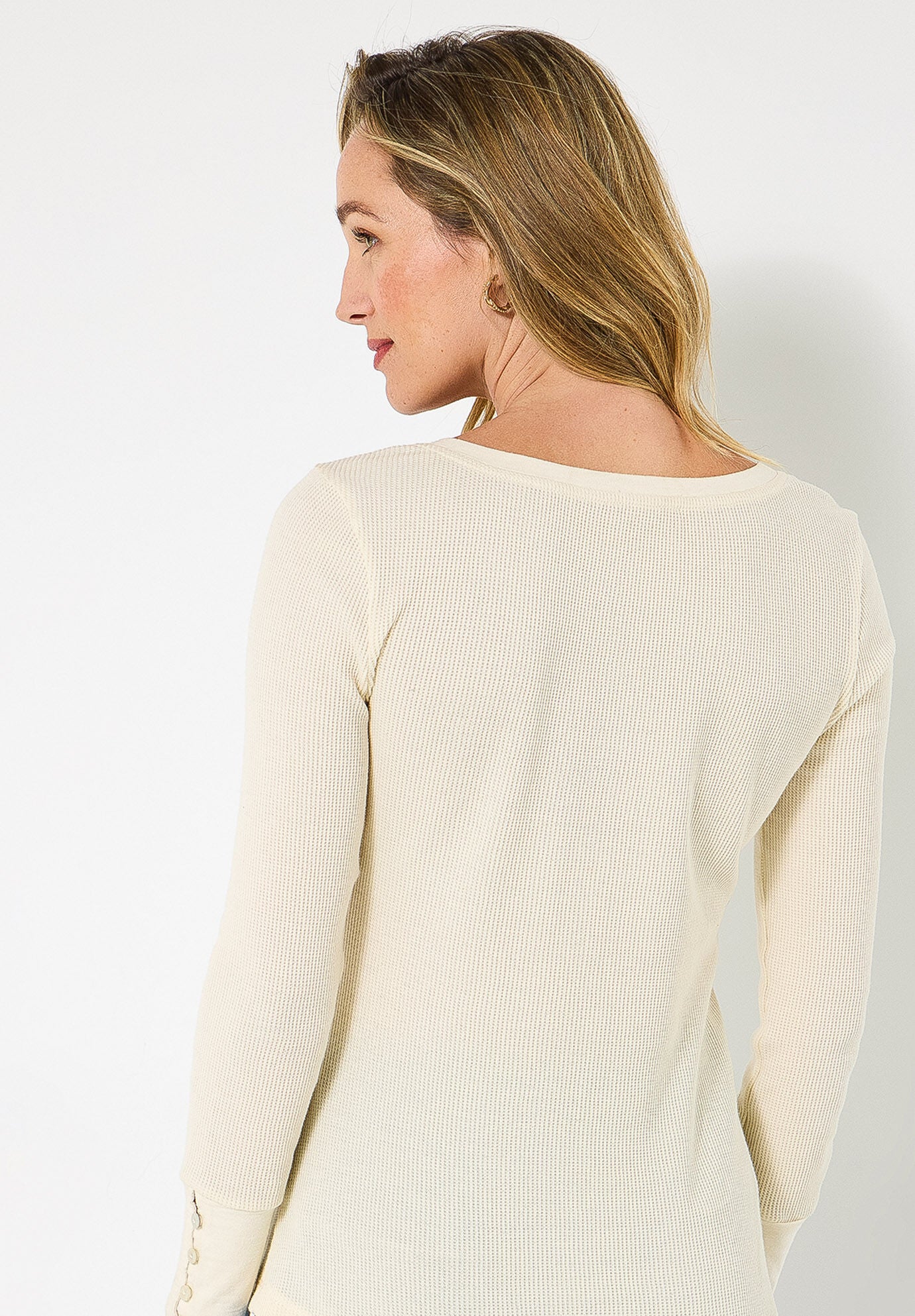 Stretch Cotton Henley Tee, CREAM FLORAL EMBROIDERY, on-hover image number 1