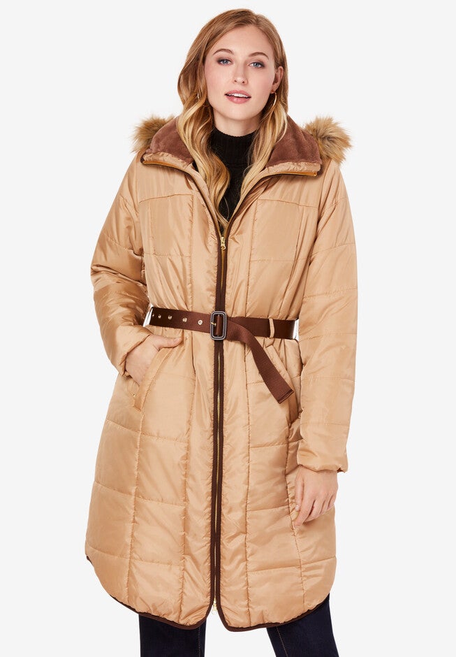 Belted Puffer Jacket, SOFT CAMEL, hi-res image number null