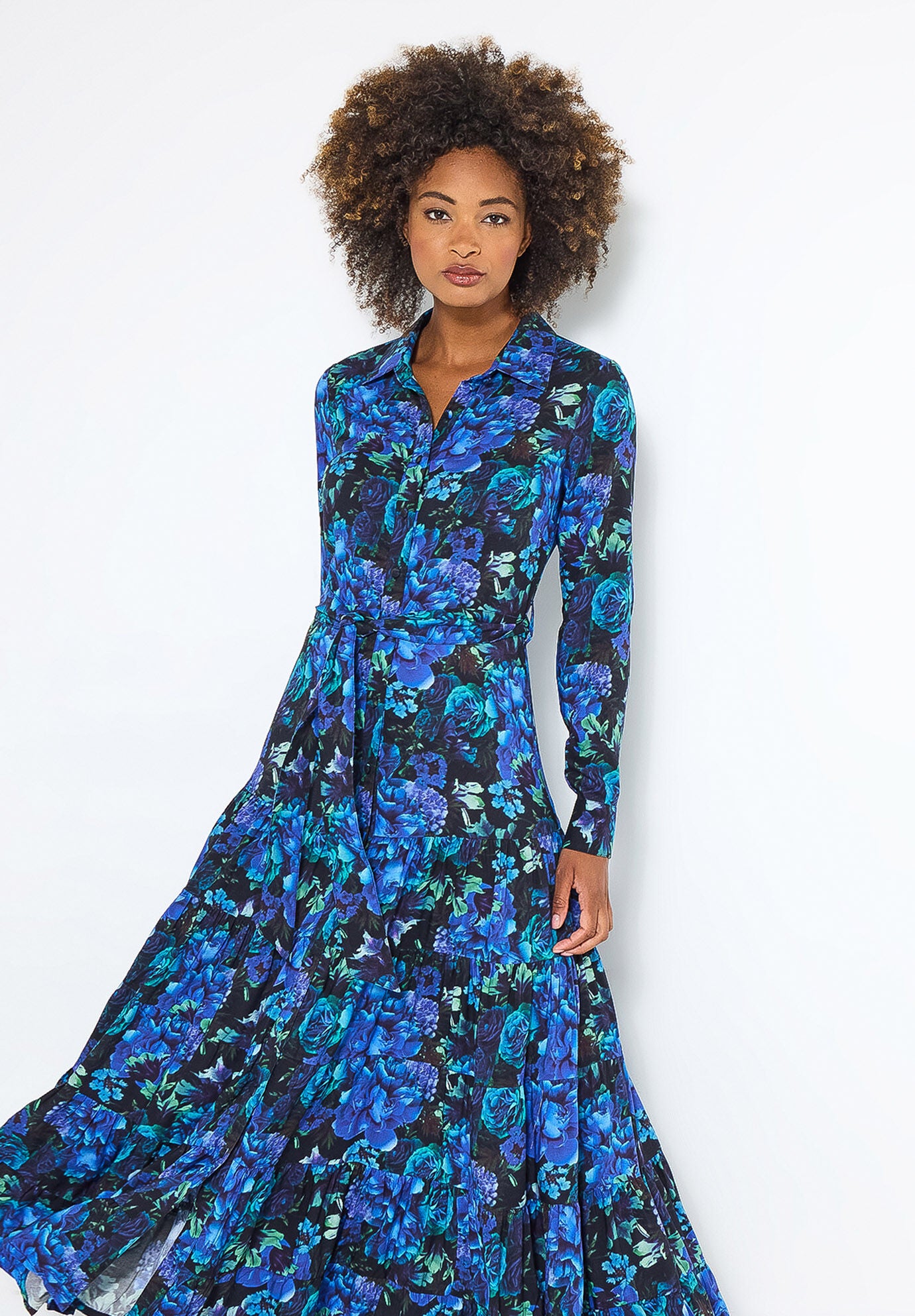 Garden Maxi Shirtdress, SAPPHIRE POPPY FLORAL, alternate image number 4