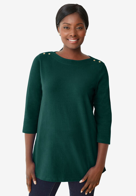 Boatneck Tunic, EMERALD GREEN, hi-res image number null