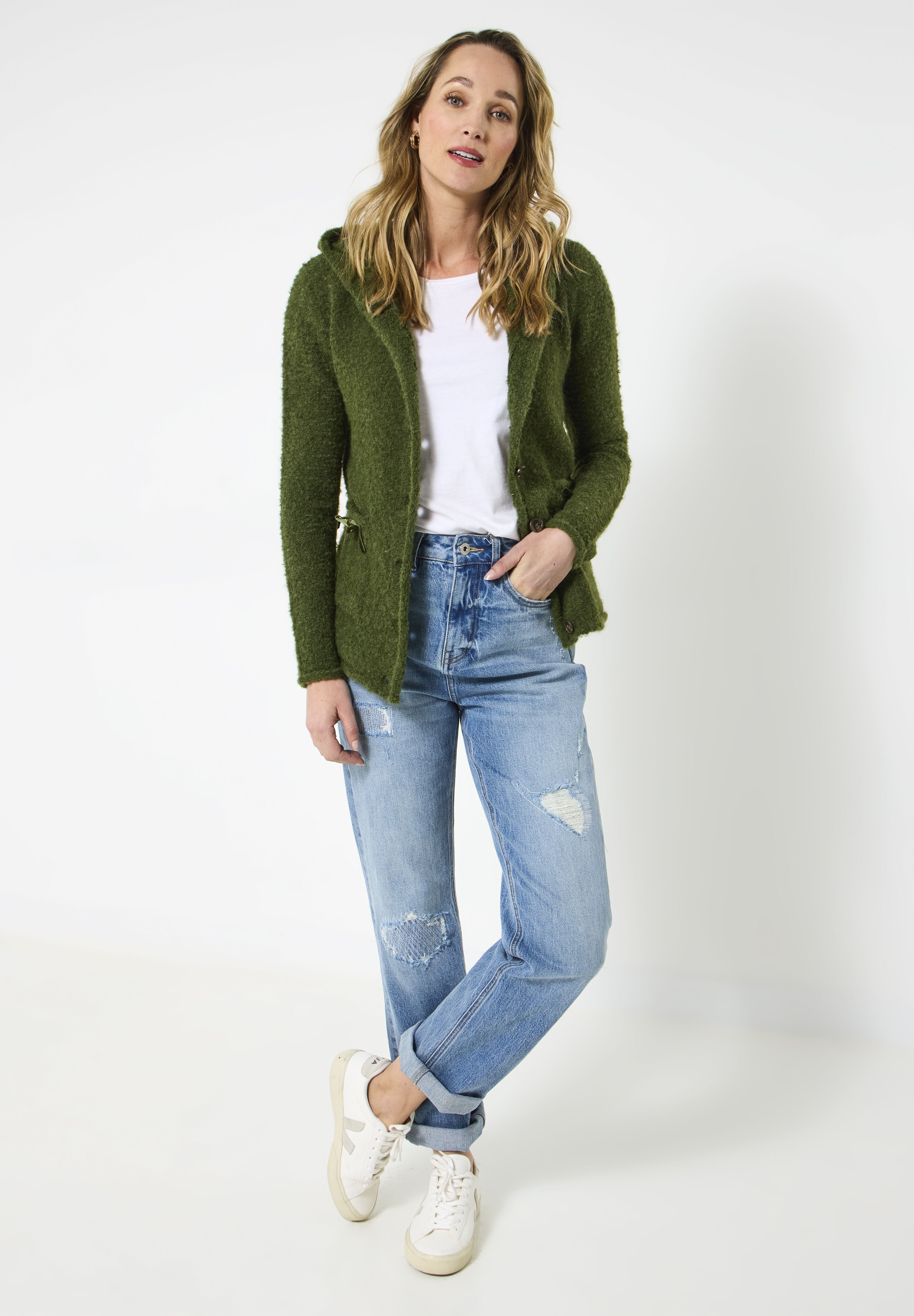 Hooded Sweater Jacket, MOSS, hi-res image number 0