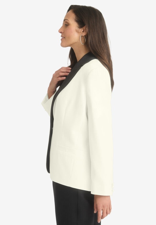 Contrast Collared Blazer, , alternate image number null