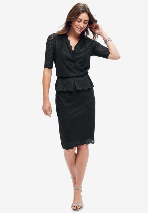 Peplum Lace Dress, BLACK, hi-res image number null