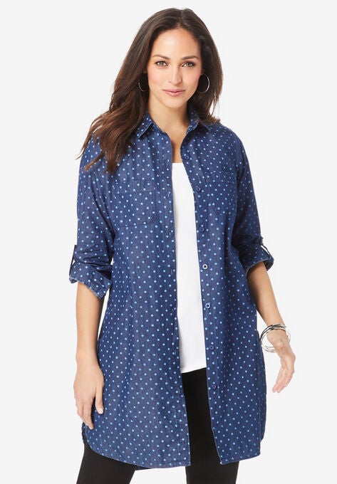 Denim Mega Tunic, DARK WASH DOT, hi-res image number null