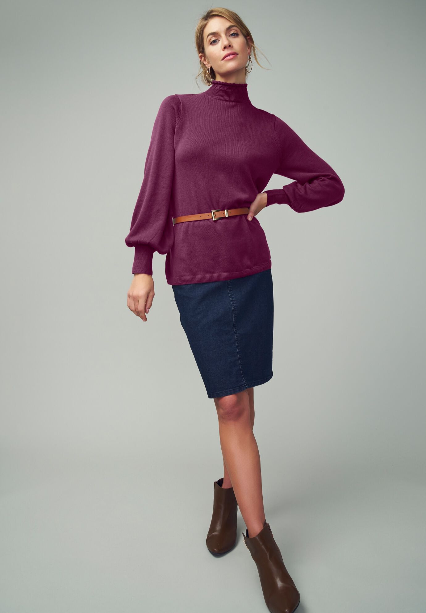 Ruffle Neck Pullover, , alternate image number 3