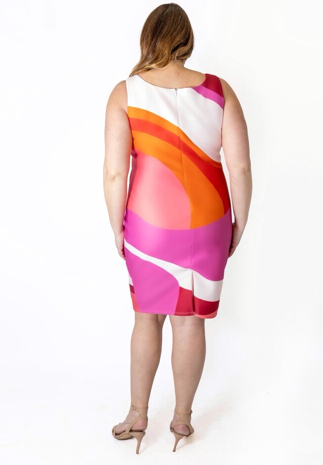 Scuba Sheath Dress, PINK, on-hover image number null