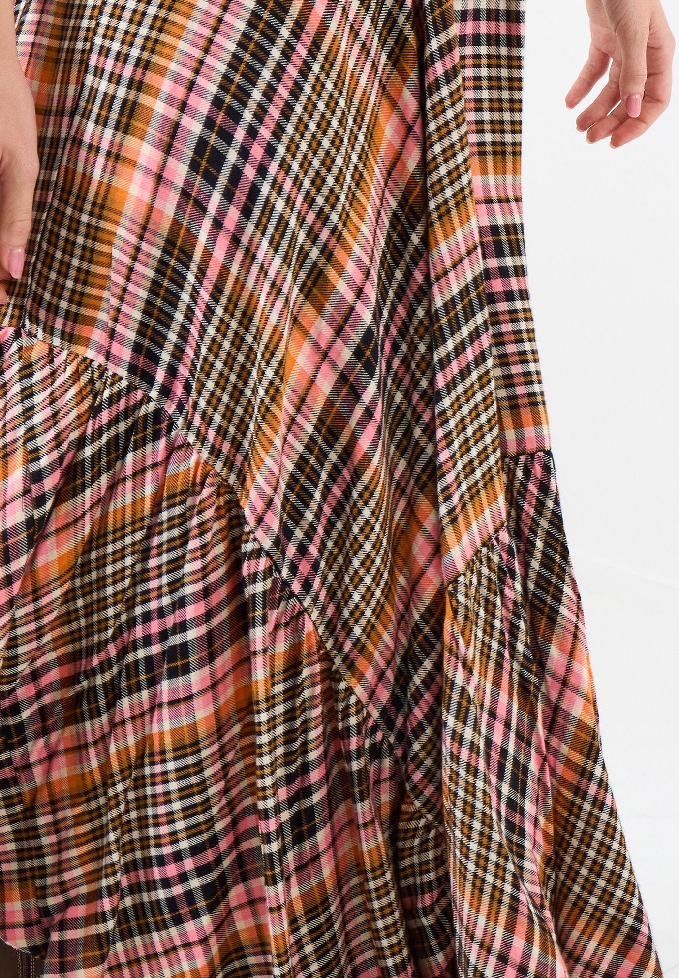 Checkered Hanky Hem Maxi Skirt, AUTUMN SUNSET PLAID, alternate image number 5
