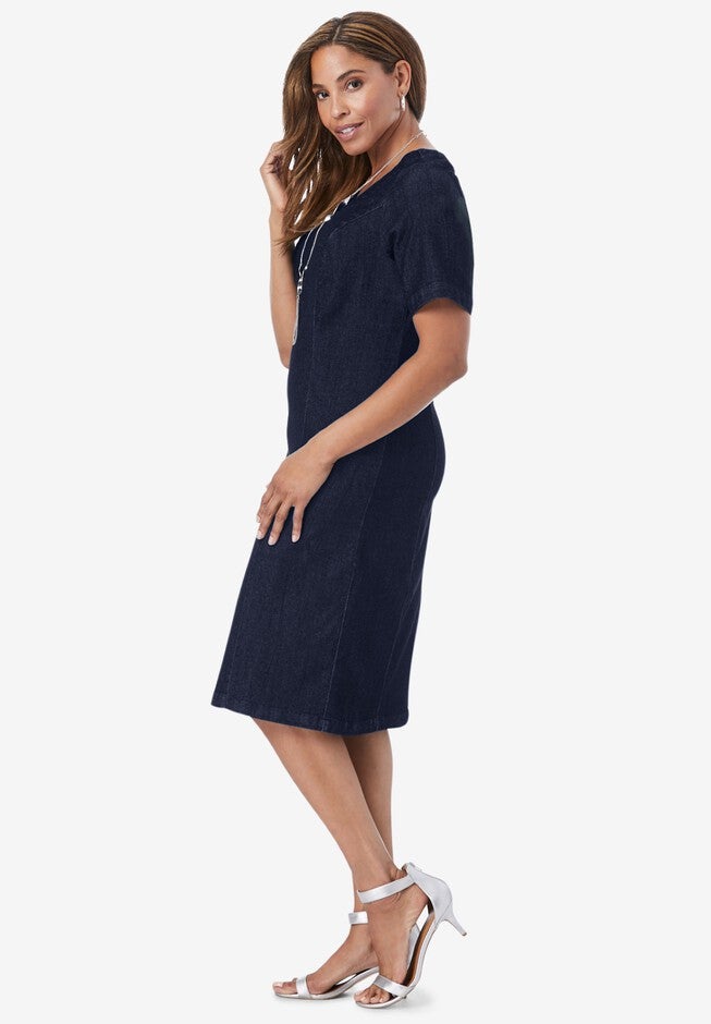 Denim Sheath Dress, , alternate image number 2