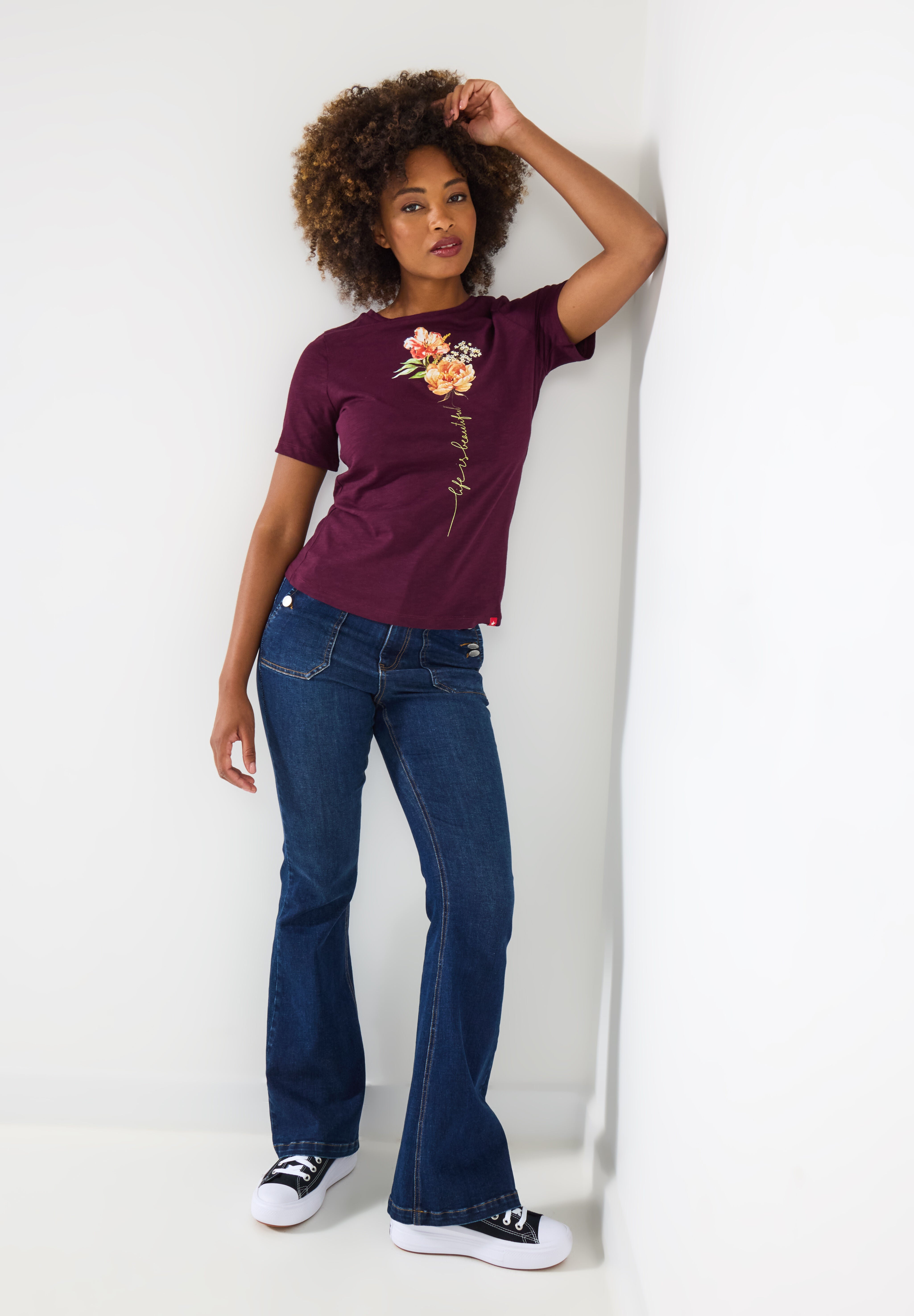 Cotton Slub Graphic Tee, LIFE IS BEAUTIFUL, on-hover image number 1