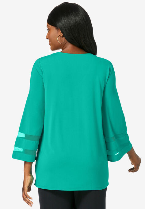 Mesh Inset Sleeve Tunic, , on-hover image number null
