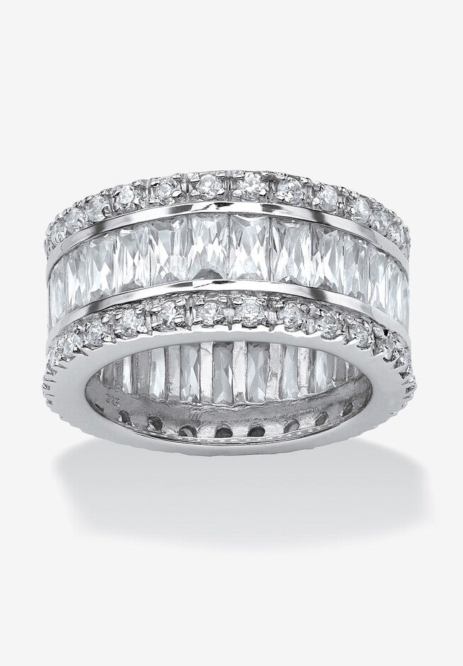 Platinum over Sterling Silver Cubic Zirconia Eternity Bridal Ring, CUBIC ZIRCONIA, hi-res image number 0