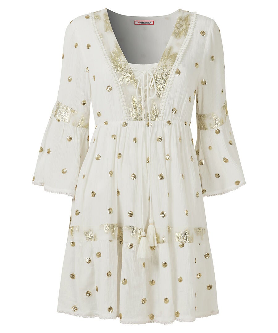 Boho Tassel Tunic, GOLD MEDALLION DOT, alternate image number 3