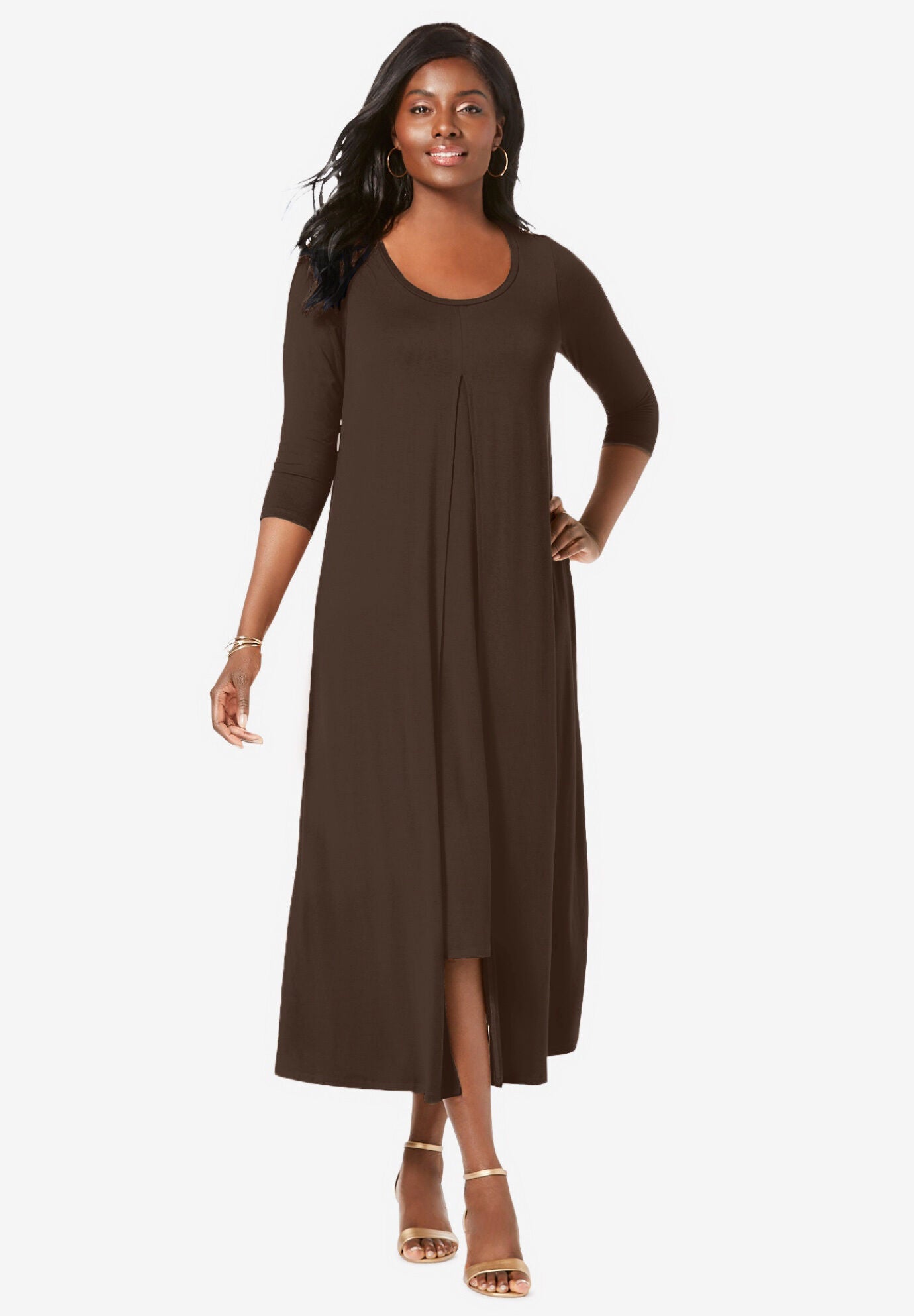 Banded sleeve double layer dress main image 1