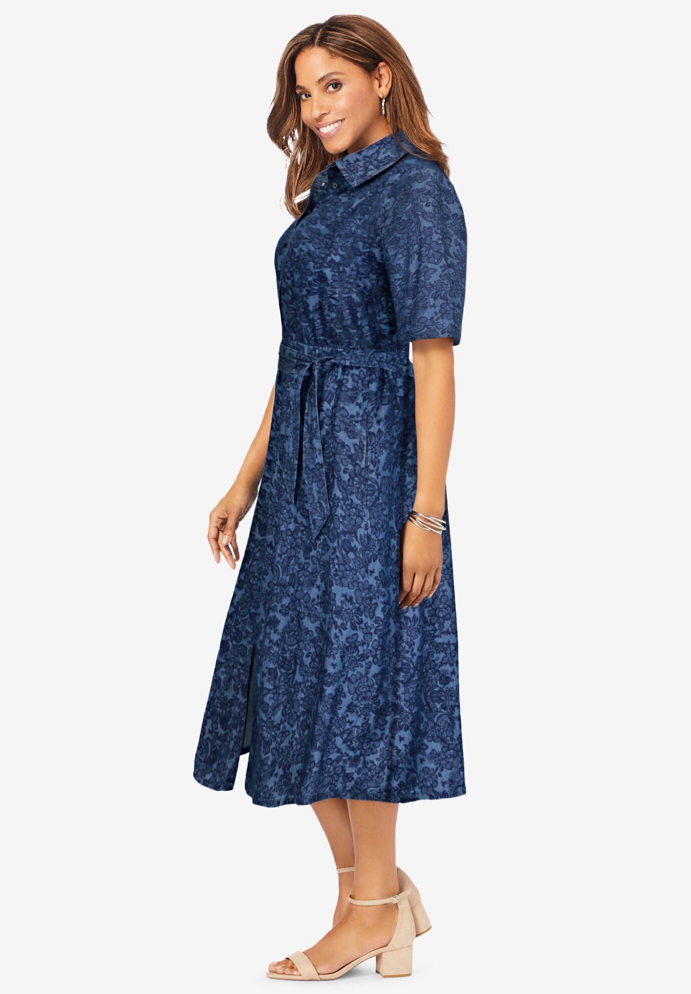 Soft Denim Shirtdress, , alternate image number 3