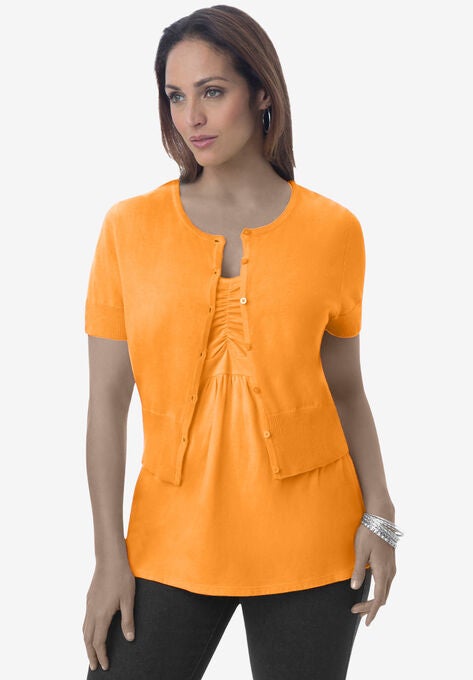 Jewel-Neck Shrug, BRIGHT MELON, hi-res image number null