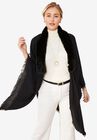 Faux-Fur Trim Shawl, BLACK, hi-res image number null