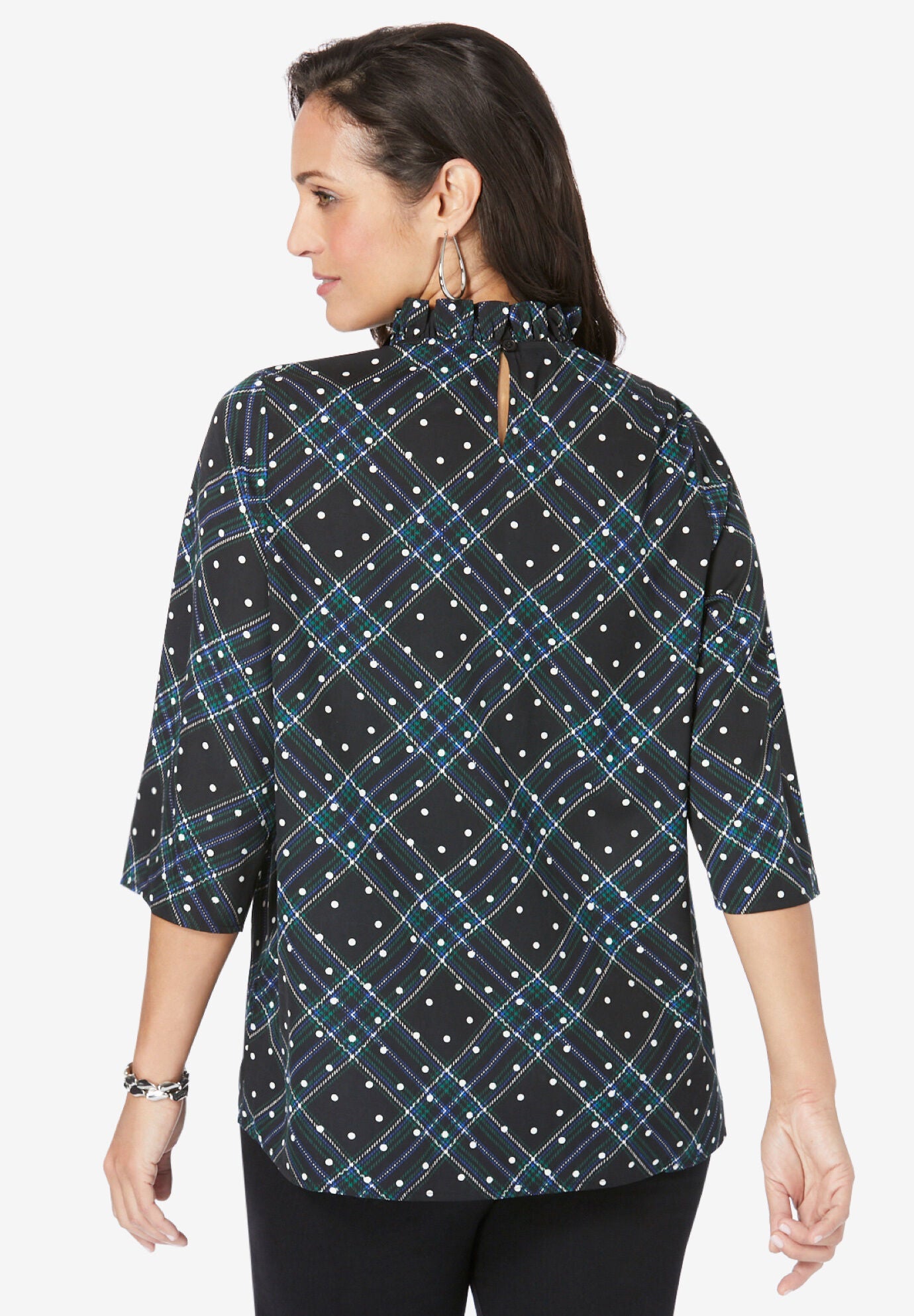 Ruffled Neck Bow Blouse, , on-hover image number 1