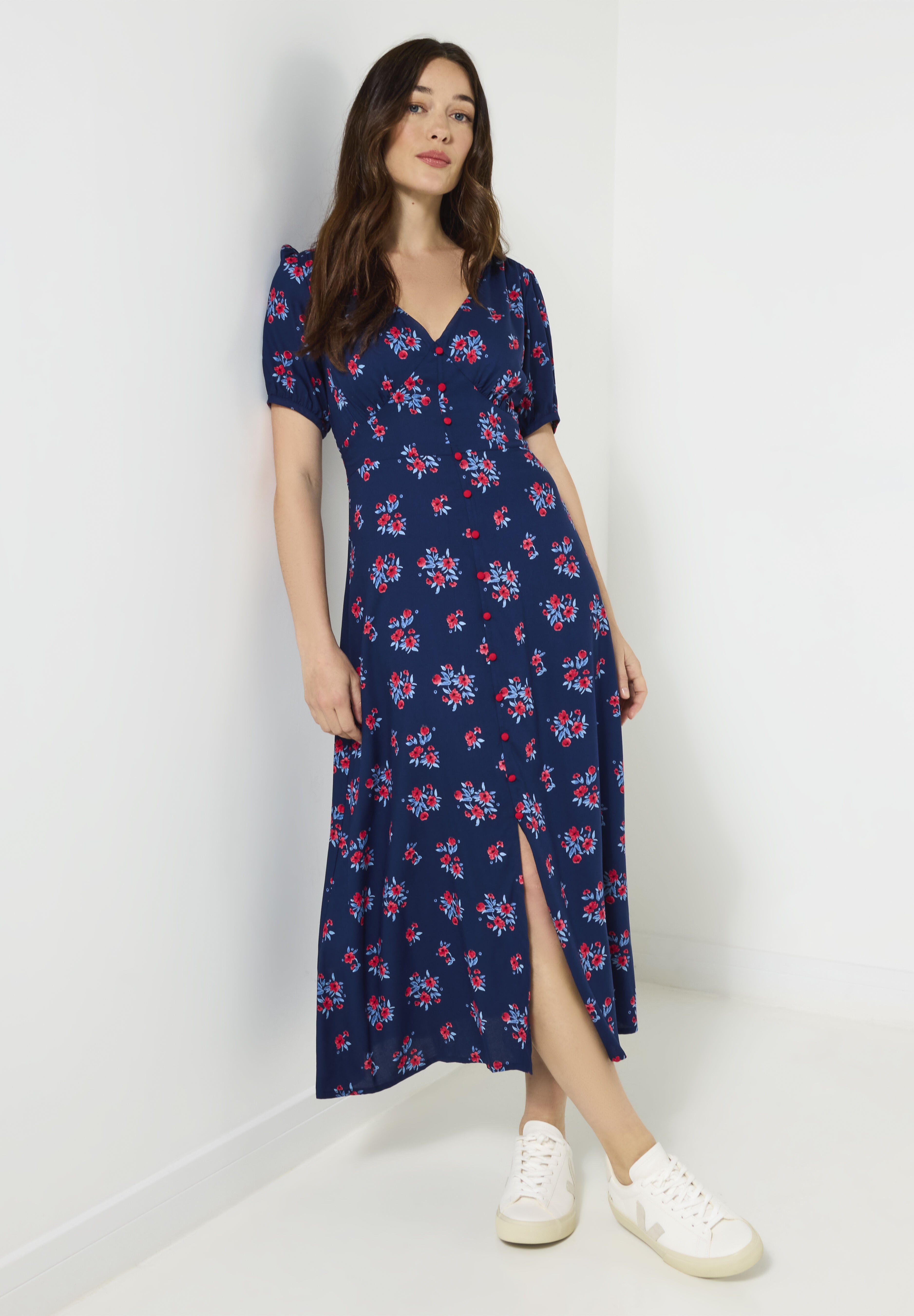 Tea Midi Dress, NAVY DAINTY BLOOM, hi-res image number 0