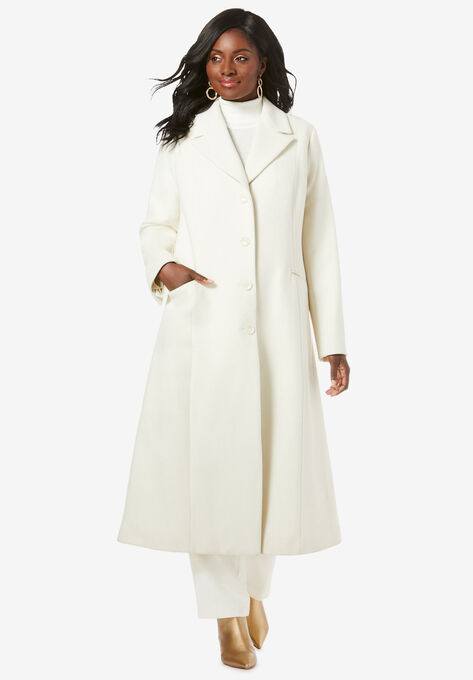 Full Length Wool Blend Coat, IVORY, hi-res image number null