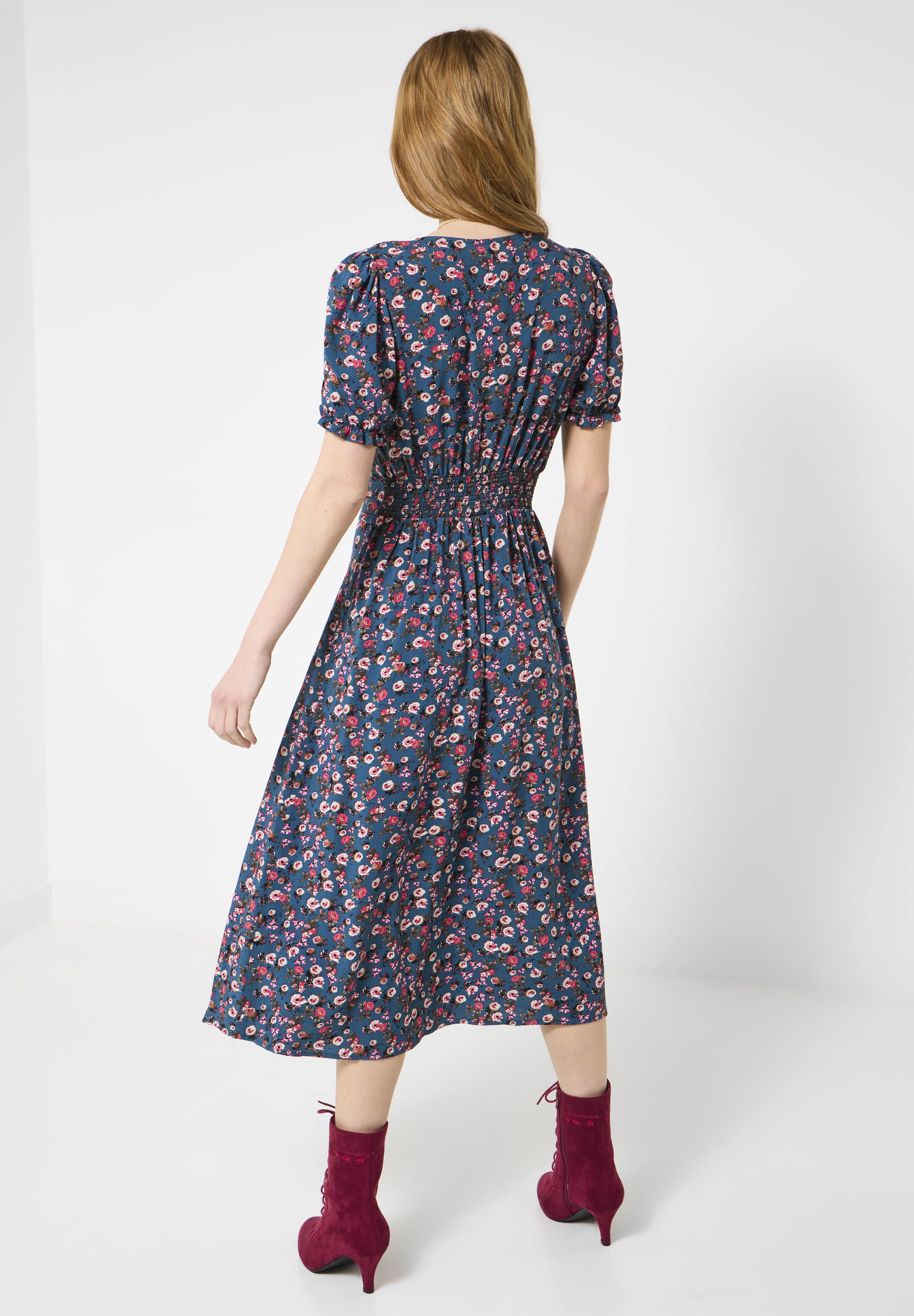 Short Sleeve Tea Dress, DUSTY DITSY ROSE, on-hover image number 1