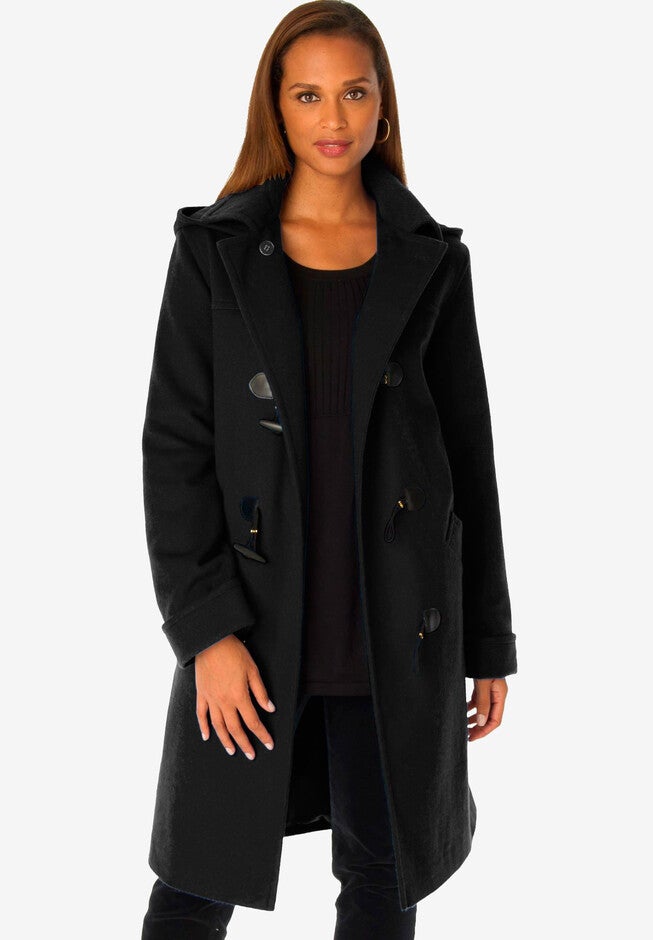 Hooded Toggle Wool Coat, BLACK, hi-res image number null