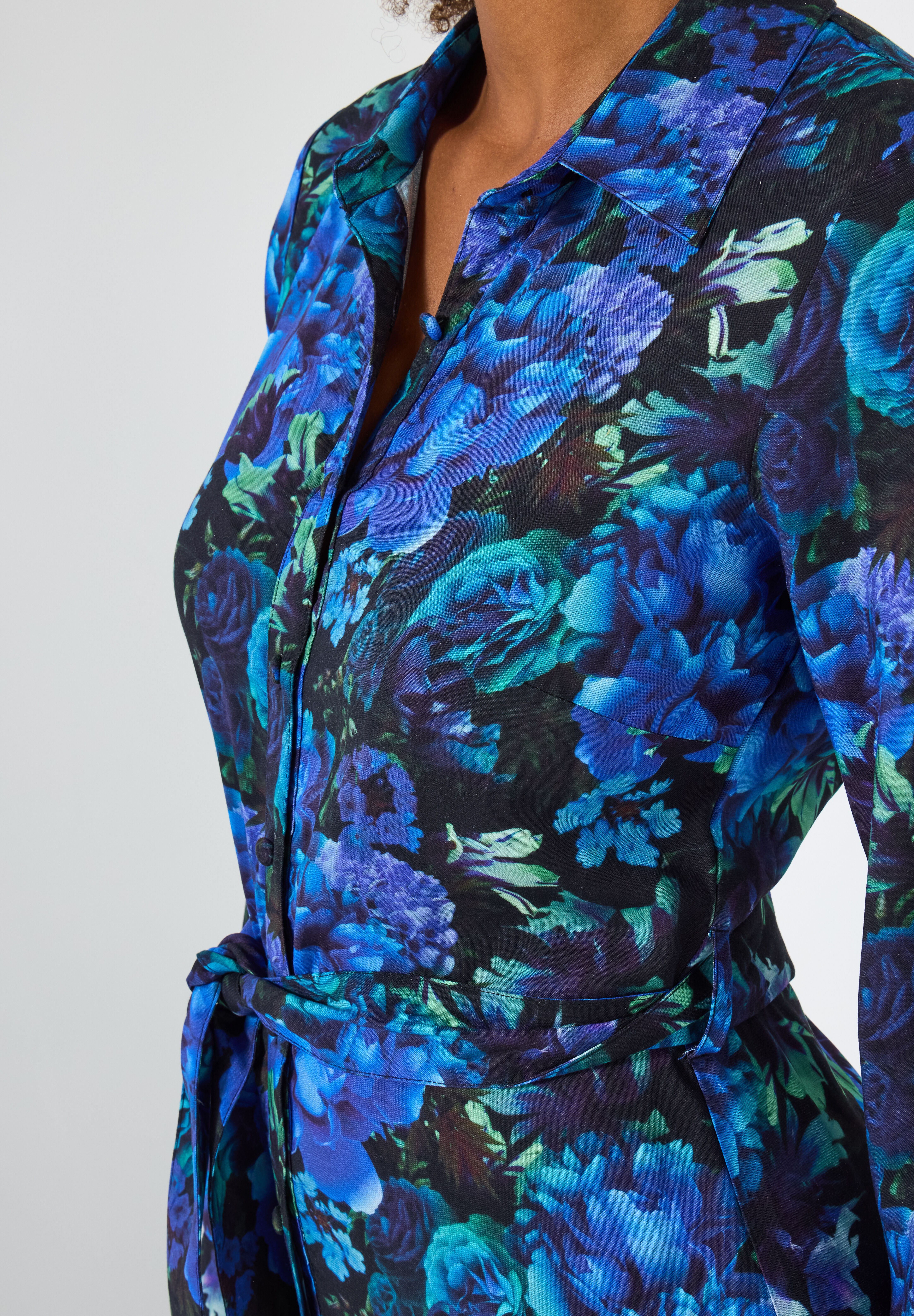 Garden Maxi Shirtdress, SAPPHIRE POPPY FLORAL, on-hover image number 1
