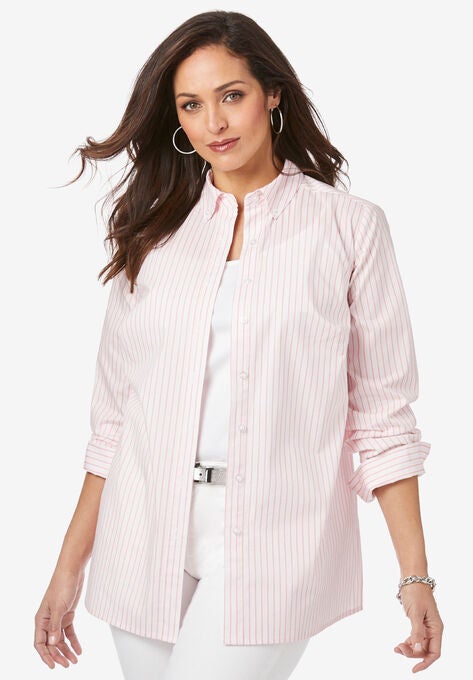 Poplin Tunic, VIBRANT WATERMELON SHADOW STRIPE, hi-res image number null