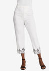 Stretch Poplin Classic Cropped Straight Leg Pant, BLACK EMBROIDERY, hi-res image number null