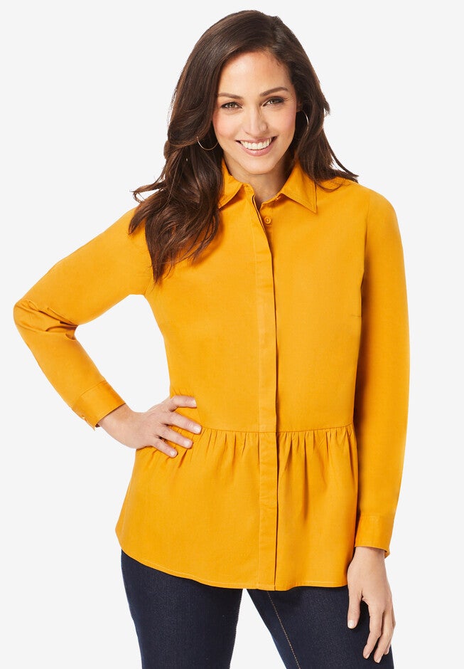 Peplum Blouse, RICH GOLD, hi-res image number 0