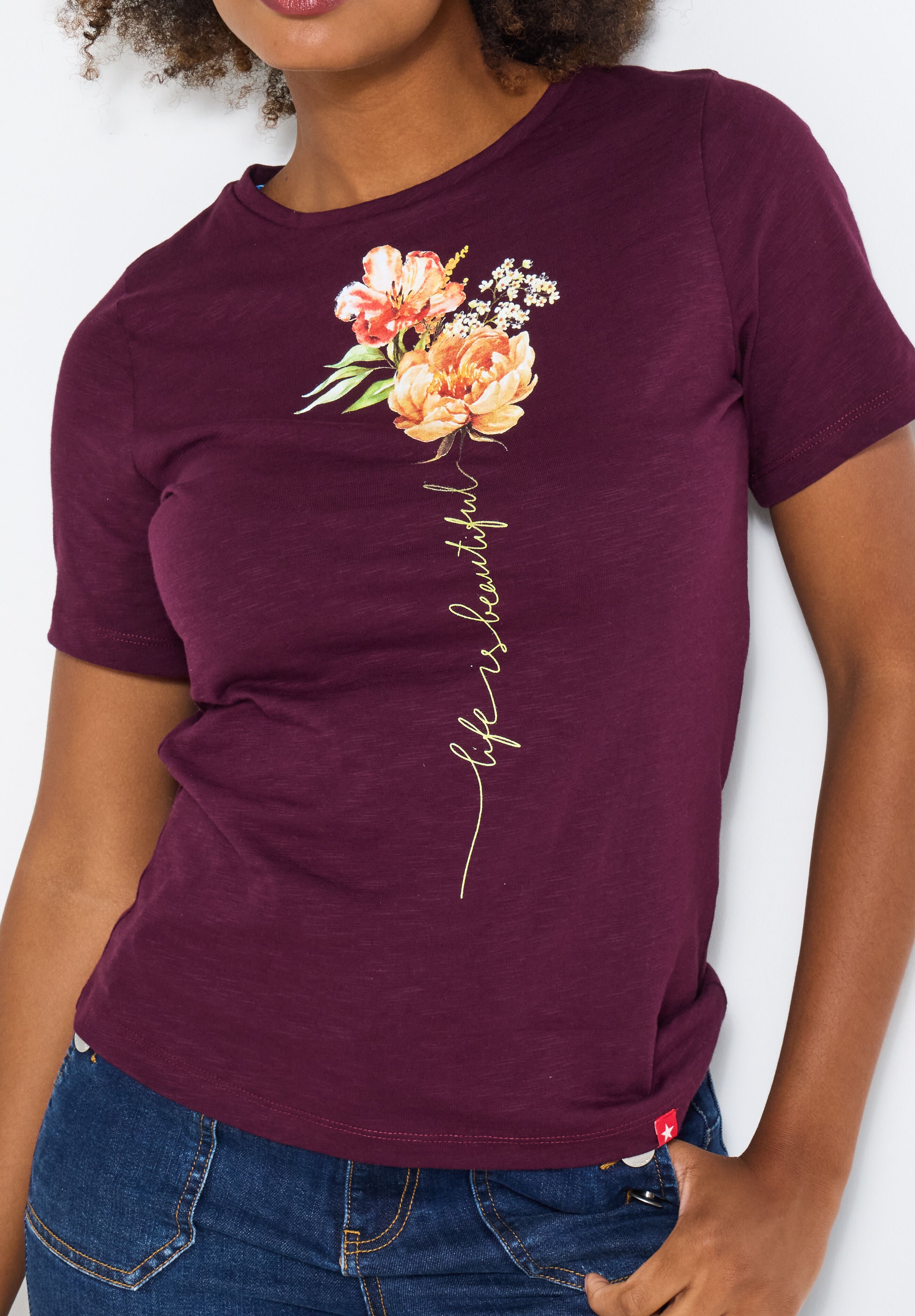 Cotton Slub Graphic Tee, LIFE IS BEAUTIFUL, alternate image number 2