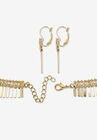 Gold Tone Fringe Necklace, Bracelet and Earring Set, Crystal, 17", , on-hover image number 1