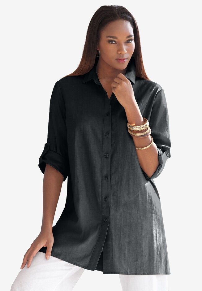 Linen Tunic, BLACK, hi-res image number null
