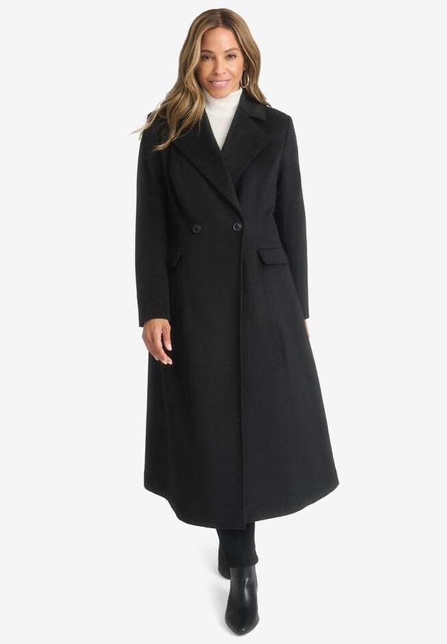 Trapeze Wool-Blend Coat, BLACK, hi-res image number null