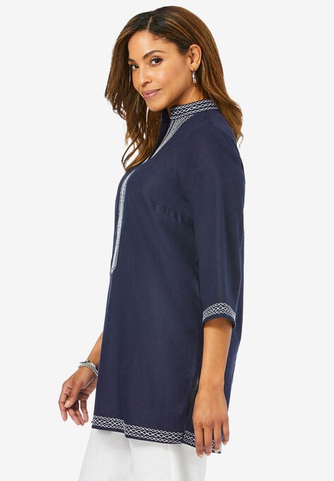 Embroidered Linen Tunic, , alternate image number null