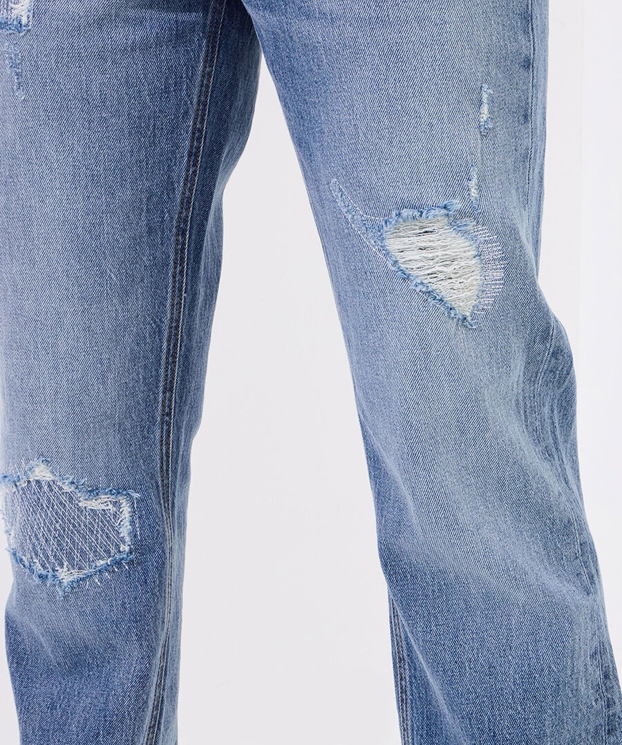 Distressed Mom Jeans, LIGHT BLUE, on-hover image number 1