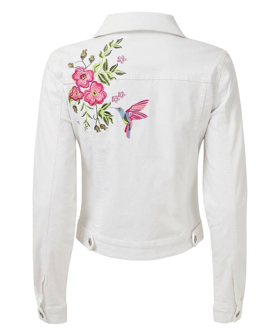 Embellished Denim Jacket, FLORAL EMBROIDERY, alternate image number 4