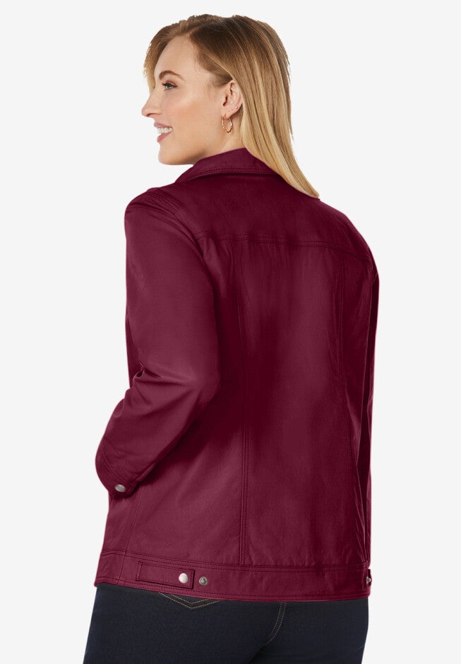 Denim Style Leather Jacket, , on-hover image number 1