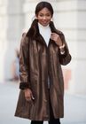 Fur-Trim Leather Swing Coat, , alternate image number null