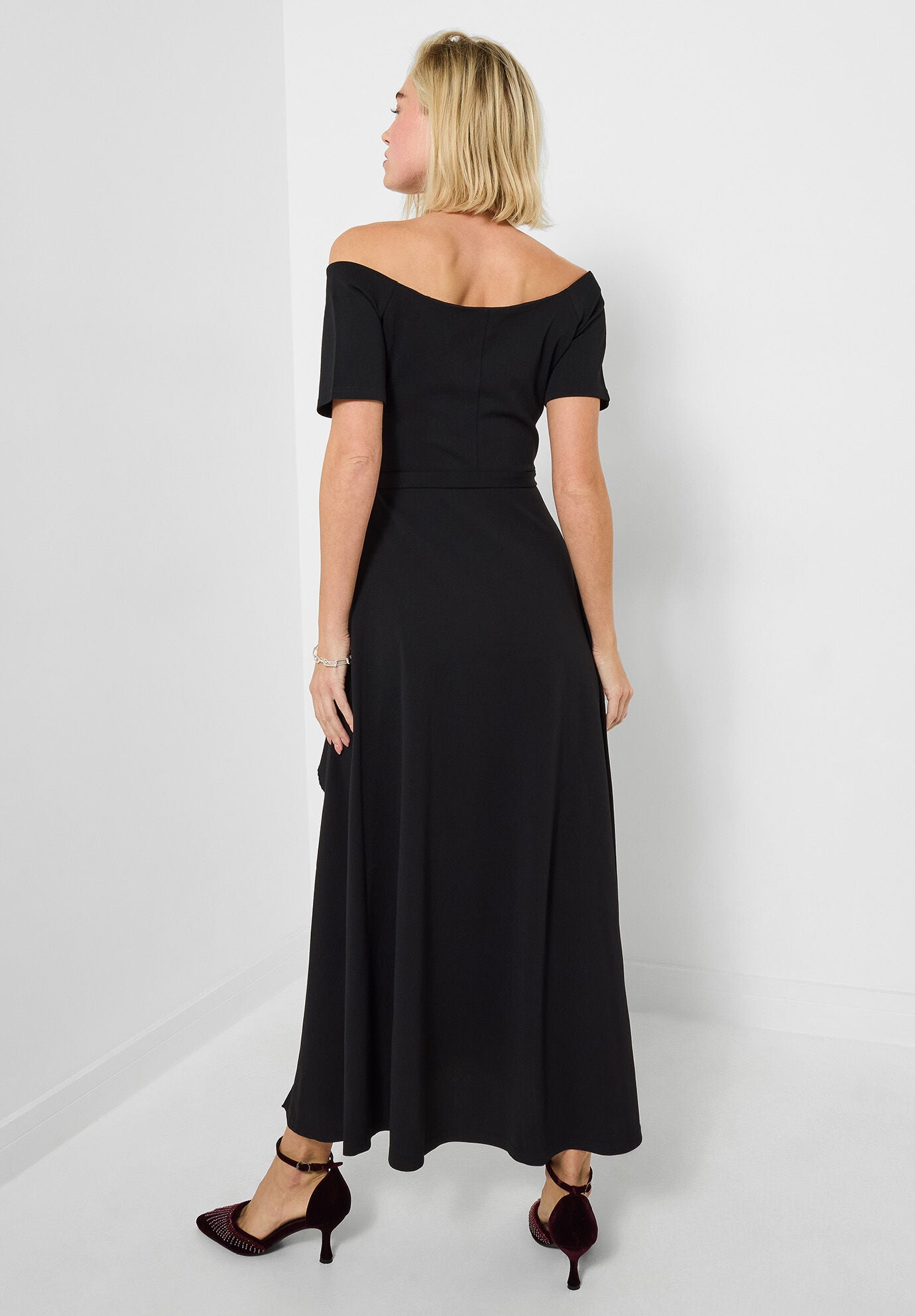 Off The Shoulder Maxi Dress, BLACK, alternate image number 2