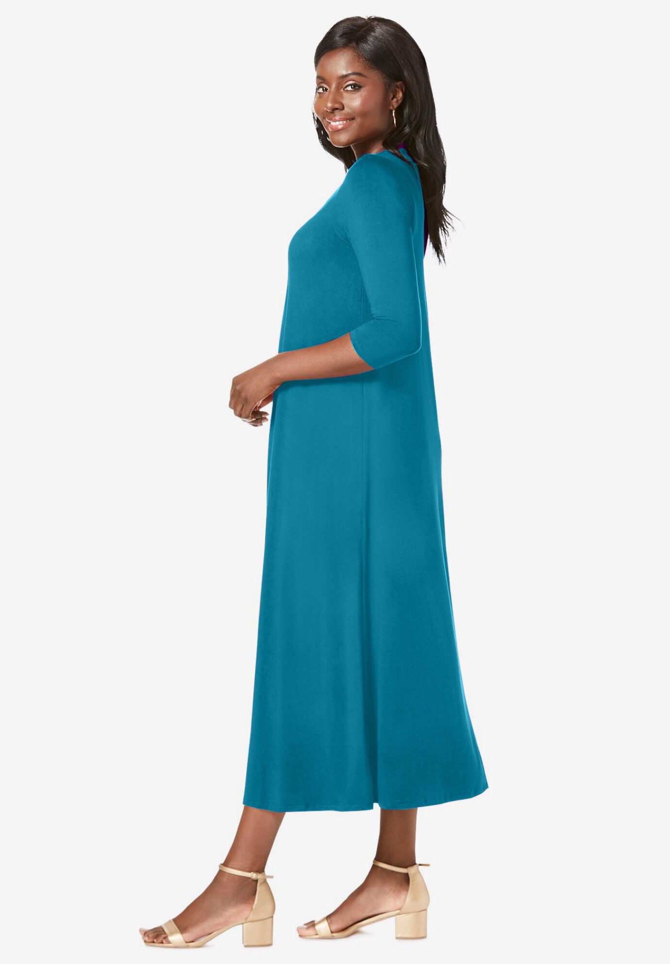 Double Layered Midi Dress - Versatile Design, Rich Burgundy | Ellos